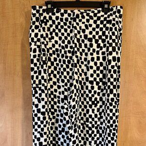 Anthropologie Black White Abstract Wide Leg Pants Size 14